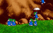 Lemmings for Amiga - Lemmings landing...