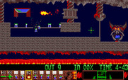 Lemmings for Amiga - Explode your way through this floor.