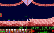 Lemmings for Amiga - Build bridges to climb over high walls.