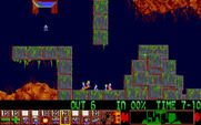 Lemmings for Amiga - Lemmings mayhem! Better think quick before your lemmings are squashed.
