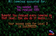 Lemmings for Amiga - All lemmings accounted for...
