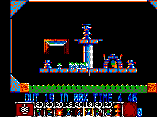 Lemmings Sega Master System Screenshot: Lemmings appear fast here, act quick to keep them safe!
