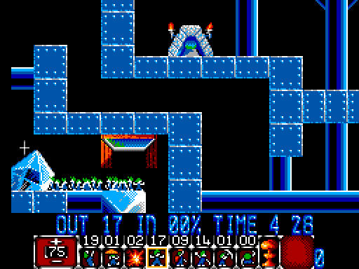 Lemmings Sega Master System Screenshot: Lemmings are everywhere! They're tough to see sometimes when in large groups.