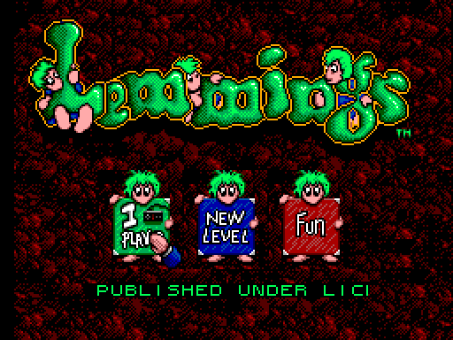Lemmings Sega Master System Screenshot: Main menu.
