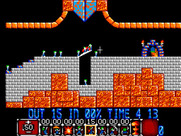Lemmings for Sega Master System - Building a bridge over this gap.