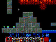 Lemmings for Sega Master System - Steel blocks and water are in the way here.