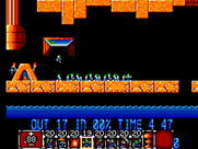 Lemmings for Sega Master System - Use blockers to stop lemmings from falling into the water.