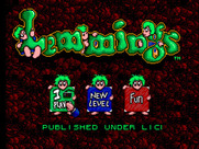 Lemmings for Sega Master System - Main menu.