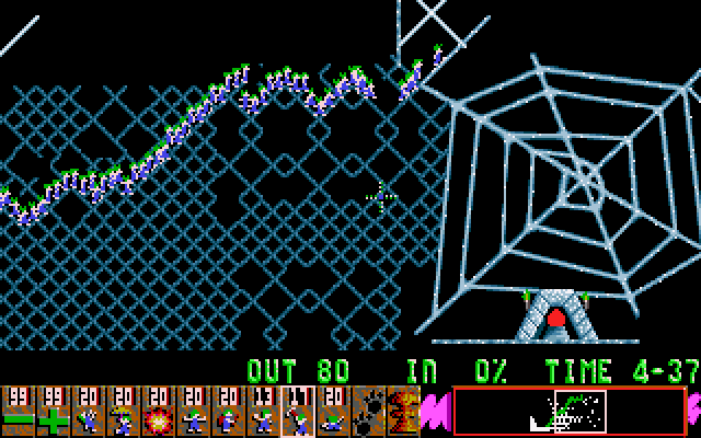 Lemmings IBM PC/Compatibles Screenshot: On some levels the lemmings appear rather quickly, so think fast!