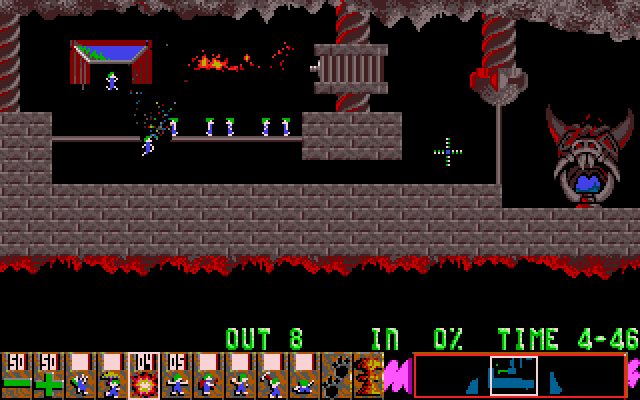 Lemmings IBM PC/Compatibles Screenshot: Sometimes you have to detonate lemmings in order to proceed.