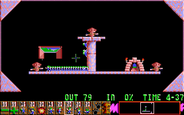 Lemmings IBM PC/Compatibles Screenshot: How will you get lemmings out of this danger?