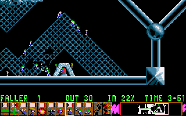 Lemmings IBM PC/Compatibles Screenshot: Here's the exit...