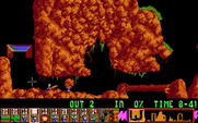 Lemmings for IBM PC/Compatibles - Lemmings getting crushed by falling rocks...