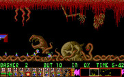 Lemmings for IBM PC/Compatibles - A gruesome looking level.