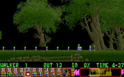 Lemmings for IBM PC/Compatibles - Bashing through trees to reach the end.