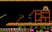 Lemmings for IBM PC/Compatibles - Build bridges to cross gaps.