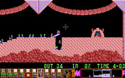 Lemmings for IBM PC/Compatibles - Building a bridge to safety.