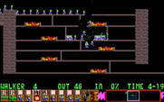Lemmings for IBM PC/Compatibles - Exploding lemmings create gaps in the floor.