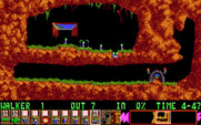Lemmings for IBM PC/Compatibles - Easy...just dig to reach the exit.
