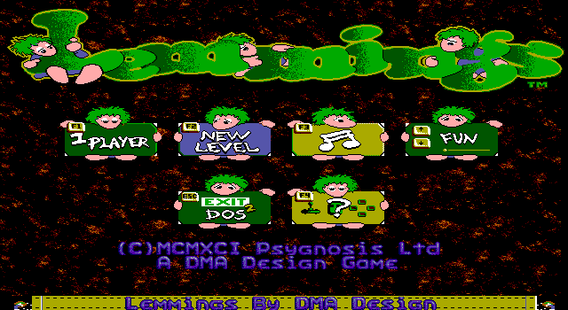 Lemmings IBM PC/Compatibles Screenshot: Title screen.
