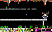 Lemmings for IBM PC/Compatibles - Dig through the floor to make the distance the lemmings fall a little shorter.