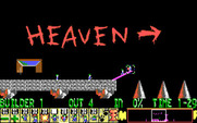 Lemmings for IBM PC/Compatibles - Build bridges to cross these hazards.