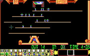 Lemmings for IBM PC/Compatibles - Blockers can be used to stop lemmings from falling off a platform.