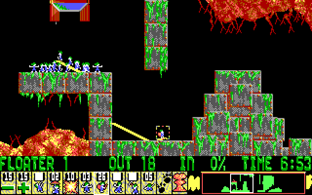Lemmings IBM PC/Compatibles Screenshot: Can you navigate these steel walls?