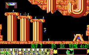 Lemmings for IBM PC/Compatibles - Use floaters to reach the ground safely.