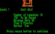 Lemmings for IBM PC/Compatibles - Just dig! The first level begins...