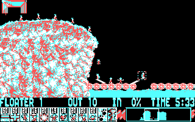 Lemmings IBM PC/Compatibles Screenshot: Careful, don't let lemmings fall too far!
