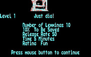 Lemmings for IBM PC/Compatibles - Just dig! Ready to begin the first Lemmings level?