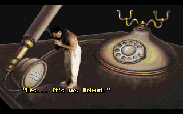Les Manley in: Lost in L.A. IBM PC/Compatibles Screenshot: Introducing Helmut, the worlds smallest man...