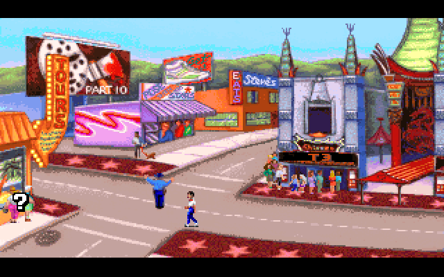 Les Manley in: Lost in L.A. IBM PC/Compatibles Screenshot: Exploring Hollywood Blvd...