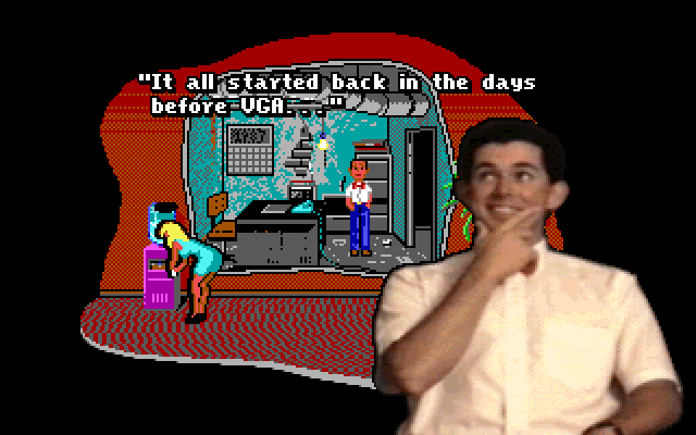 Les Manley in: Lost in L.A. IBM PC/Compatibles Screenshot: Flashback time...