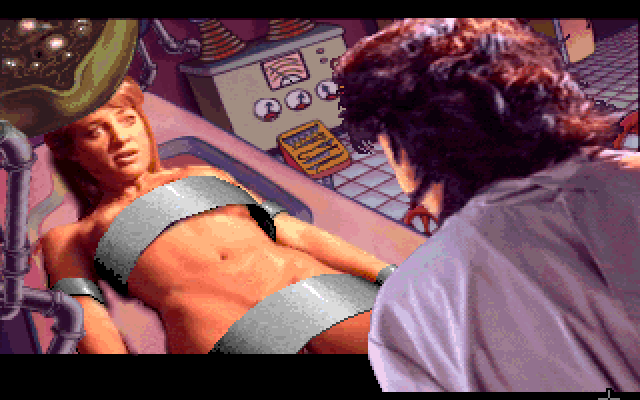 Les Manley in: Lost in L.A. IBM PC/Compatibles Screenshot: Meanwhile, trouble brewing...