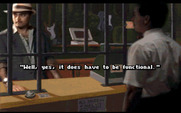 Les Manley in: Lost in L.A. for IBM PC/Compatibles - Talking with the shady pawn shop owner.