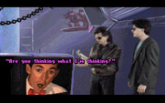 Les Manley in: Lost in L.A. for IBM PC/Compatibles - Les breaks into the studio...