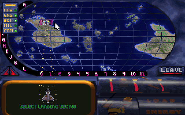 Alien Legacy IBM PC/Compatibles Screenshot: Selecting a place to land.