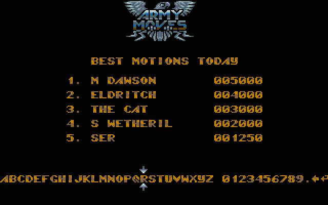 Army Moves Atari ST Screenshot: A new high score!