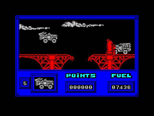 Army Moves ZX Spectrum Screenshot: Game start; leaping through the air!
