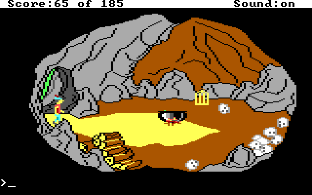 King's Quest II: Romancing the Throne IBM PC/Compatibles Screenshot: Exploring a cave...good thing no one is here!