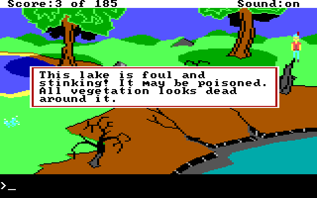 King's Quest II: Romancing the Throne IBM PC/Compatibles Screenshot: This lake doesn't seem very pleasant.