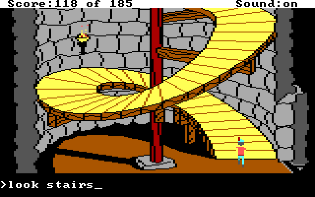 King's Quest II: Romancing the Throne IBM PC/Compatibles Screenshot: This staircase looks dangerous...