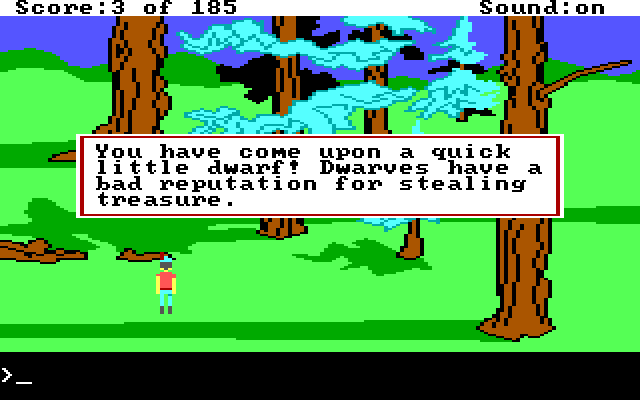 King's Quest II: Romancing the Throne IBM PC/Compatibles Screenshot: Quick dwarves may randomly appear and should be avoided.