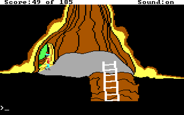 King's Quest II: Romancing the Throne IBM PC/Compatibles Screenshot: Entering a tree house.