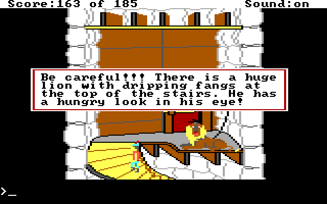 King's Quest II: Romancing the Throne IBM PC/Compatibles Screenshot: A lion guards the door...