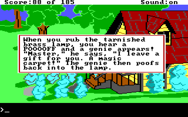 King's Quest II: Romancing the Throne IBM PC/Compatibles Screenshot: A genie is in this lamp!