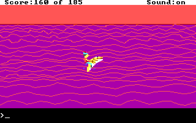King's Quest II: Romancing the Throne IBM PC/Compatibles Screenshot: Ride a fish to new destinations...