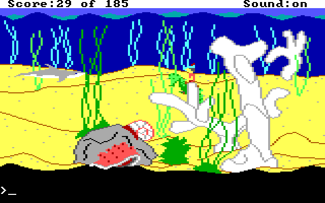 King's Quest II: Romancing the Throne IBM PC/Compatibles Screenshot: Riding a seahorse continued...